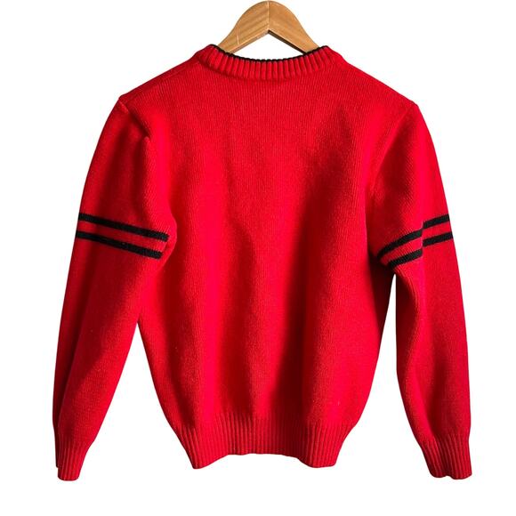 Rare Vintage Sigi Scheiber Crest Pure Wool Premium Knit Red Sweater Med 18x23 - Picture 2 of 7